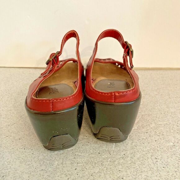 Bass red slip on peep toe platform sandals 7.5M - Picture 5 of 10